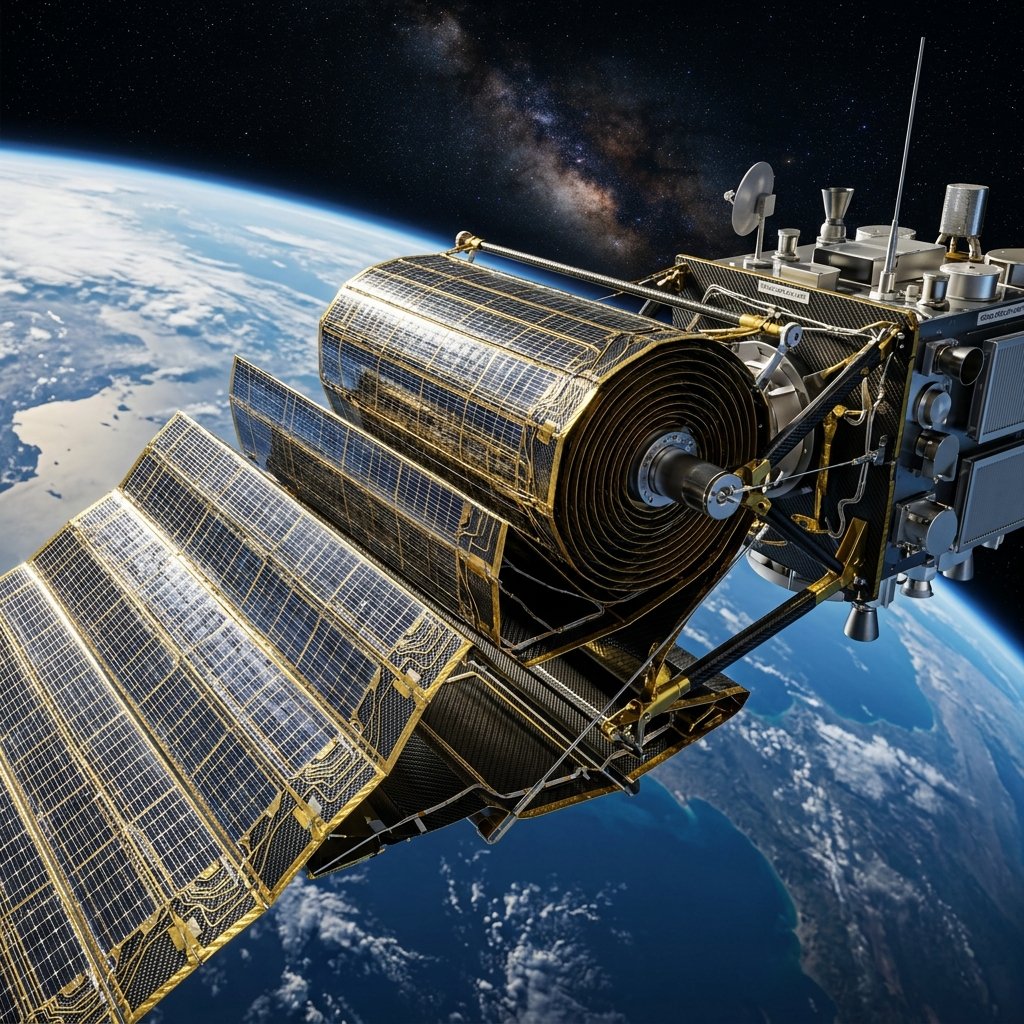 Rollable solar array wing using motorless deployment mechanism
