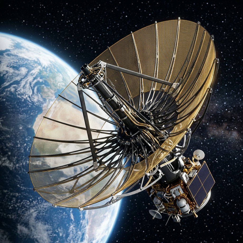 Self-unwinding reflector array antenna deployed on a spacecraft